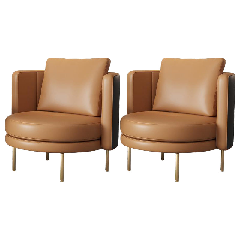 27.55" Wide Parsons Chair Armless Chair with Pillow Back for Living Room Faux Leather Orange 2 Piece Set Clearhalo 'Accent Chairs' 'accent_chairs' 'Chairs & Seating' 'furn' 'furn_accent_chairs' 'Furniture' 'Living Room Furniture' 6253014