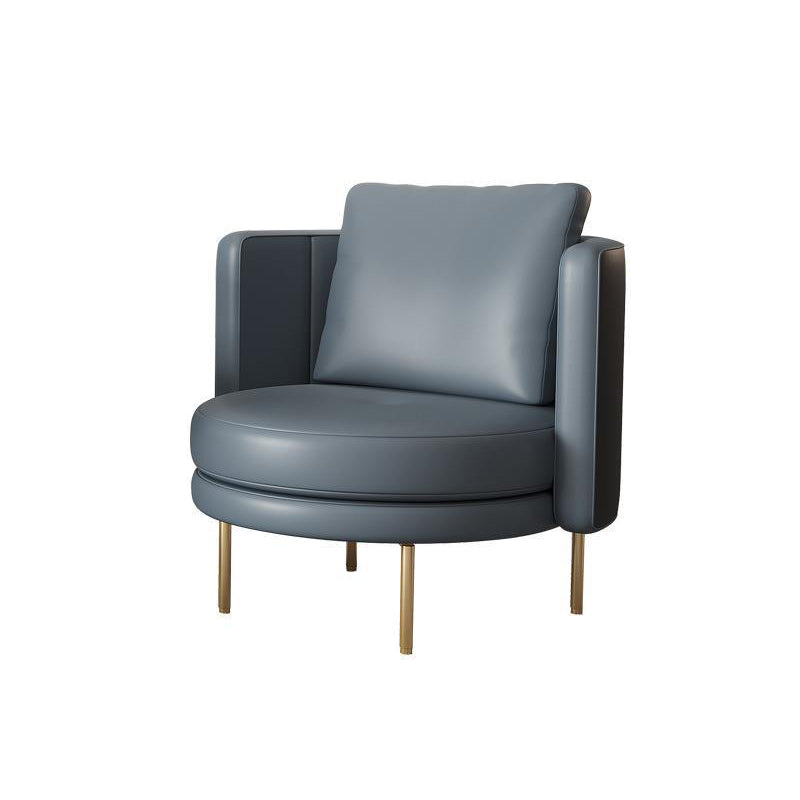 27.55" Wide Parsons Chair Armless Chair with Pillow Back for Living Room Faux Leather Blue 1 Piece Clearhalo 'Accent Chairs' 'accent_chairs' 'Chairs & Seating' 'furn' 'furn_accent_chairs' 'Furniture' 'Living Room Furniture' 6253015