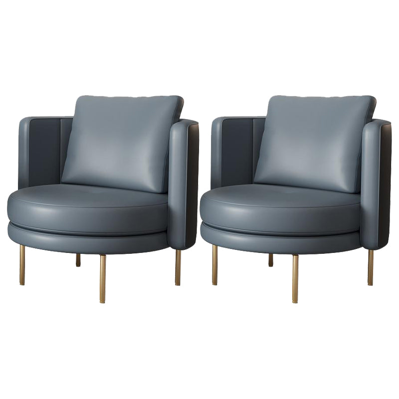 27.55" Wide Parsons Chair Armless Chair with Pillow Back for Living Room Faux Leather Blue 2 Piece Set Clearhalo 'Accent Chairs' 'accent_chairs' 'Chairs & Seating' 'furn' 'furn_accent_chairs' 'Furniture' 'Living Room Furniture' 6253018