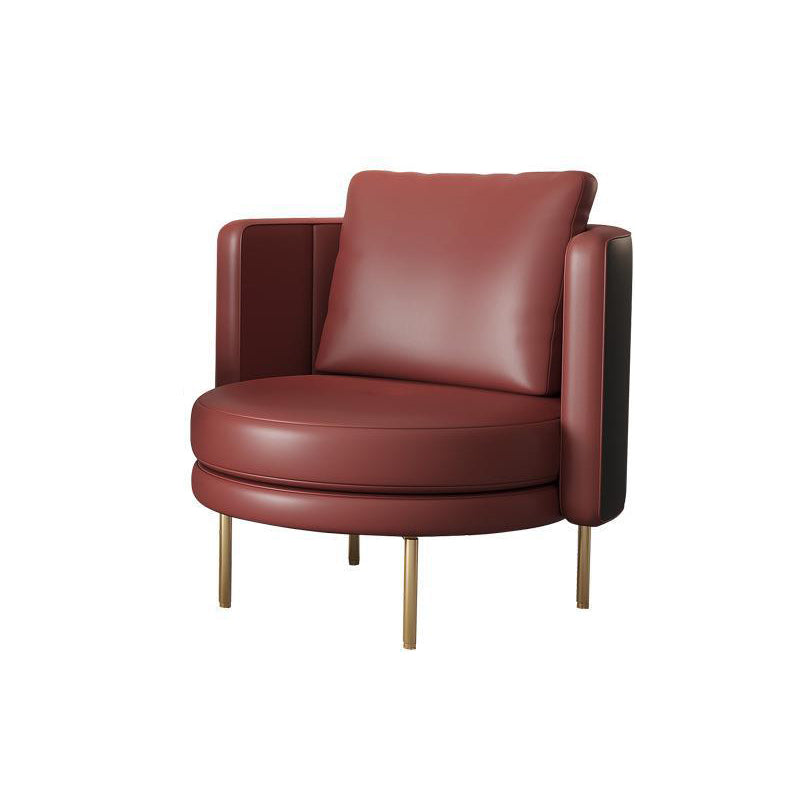 27.55" Wide Parsons Chair Armless Chair with Pillow Back for Living Room Faux Leather Claret 1 Piece Clearhalo 'Accent Chairs' 'accent_chairs' 'Chairs & Seating' 'furn' 'furn_accent_chairs' 'Furniture' 'Living Room Furniture' 6253019