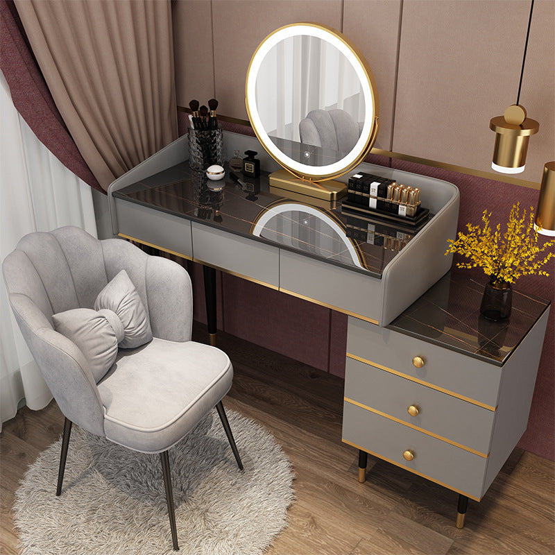 Glam Vanity Table Stone Top 15.75" W Makeup Desk with Drawers Clearhalo 'Bedroom Furniture' 'furn' 'furn_makeup_vanities' 'Furniture' 'Makeup Vanities' 'makeup_vanities' 6253029