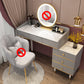 Glam Vanity Table Stone Top 15.75" W Makeup Desk with Drawers 39"L x 16"W x 31"H Gray-White Clearhalo 'Bedroom Furniture' 'furn' 'furn_makeup_vanities' 'Furniture' 'Makeup Vanities' 'makeup_vanities' 6253032