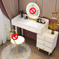 Glam Vanity Table Stone Top 15.75" W Makeup Desk with Drawers 39"L x 16"W x 31"H White Clearhalo 'Bedroom Furniture' 'furn' 'furn_makeup_vanities' 'Furniture' 'Makeup Vanities' 'makeup_vanities' 6253033