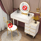 Glam Vanity Table Stone Top 15.75" W Makeup Desk with Drawers 31"L x 16"W x 31"H White Clearhalo 'Bedroom Furniture' 'furn' 'furn_makeup_vanities' 'Furniture' 'Makeup Vanities' 'makeup_vanities' 6253035