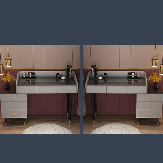 Glam Vanity Table Stone Top 15.75" W Makeup Desk with Drawers Clearhalo 'Bedroom Furniture' 'furn' 'furn_makeup_vanities' 'Furniture' 'Makeup Vanities' 'makeup_vanities' 6253039