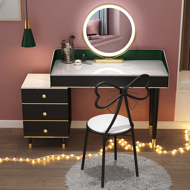 Glam Vanity Table Stone Top 15.75" W Makeup Desk with Drawers Clearhalo 'Bedroom Furniture' 'furn' 'furn_makeup_vanities' 'Furniture' 'Makeup Vanities' 'makeup_vanities' 6253048