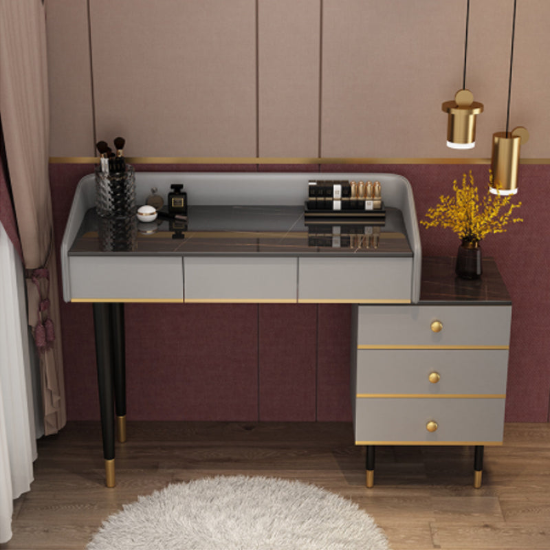 Glam Vanity Table Stone Top 15.75" W Makeup Desk with Drawers Clearhalo 'Bedroom Furniture' 'furn' 'furn_makeup_vanities' 'Furniture' 'Makeup Vanities' 'makeup_vanities' 6253052