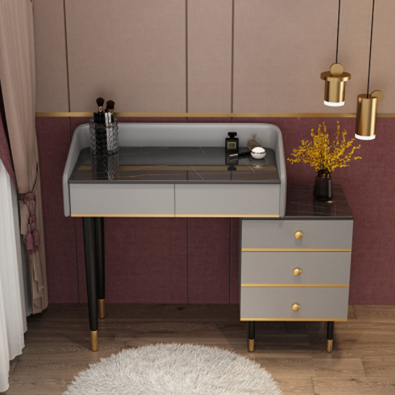 Glam Vanity Table Stone Top 15.75" W Makeup Desk with Drawers Clearhalo 'Bedroom Furniture' 'furn' 'furn_makeup_vanities' 'Furniture' 'Makeup Vanities' 'makeup_vanities' 6253053