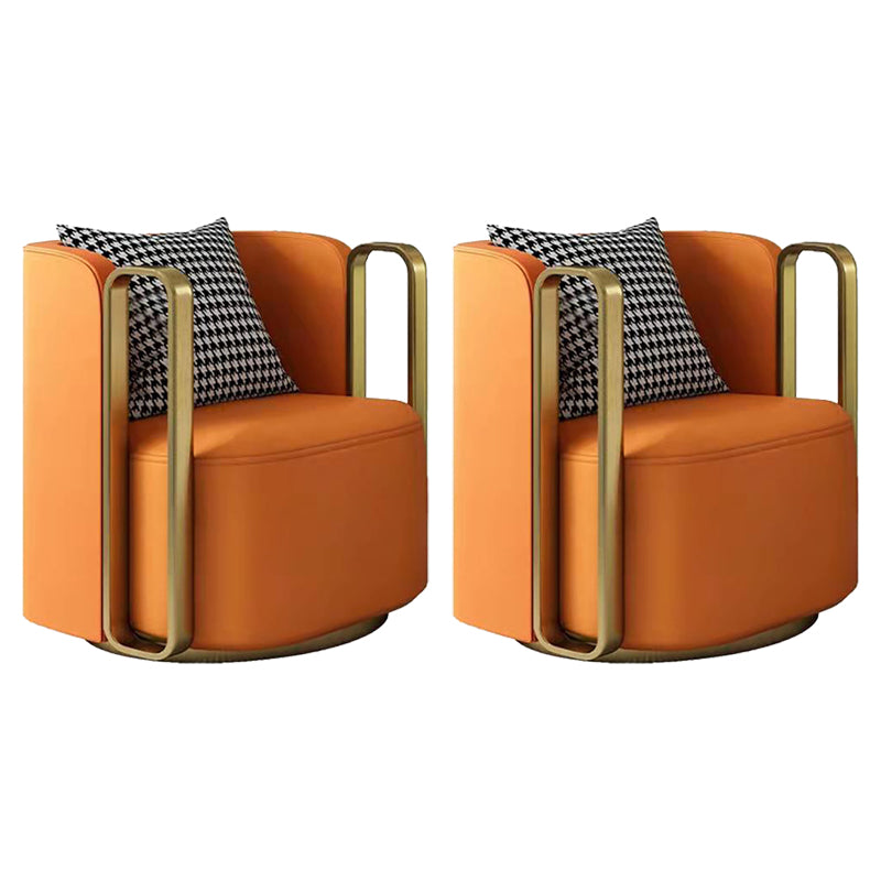 28.34" Wide Barrel Accent Chair Arms Included Barrel Chair for Living Room Genuine Leather 2 Piece Set Clearhalo 'Accent Chairs' 'accent_chairs' 'Chairs & Seating' 'furn' 'furn_accent_chairs' 'Furniture' 'Living Room Furniture' 6253058