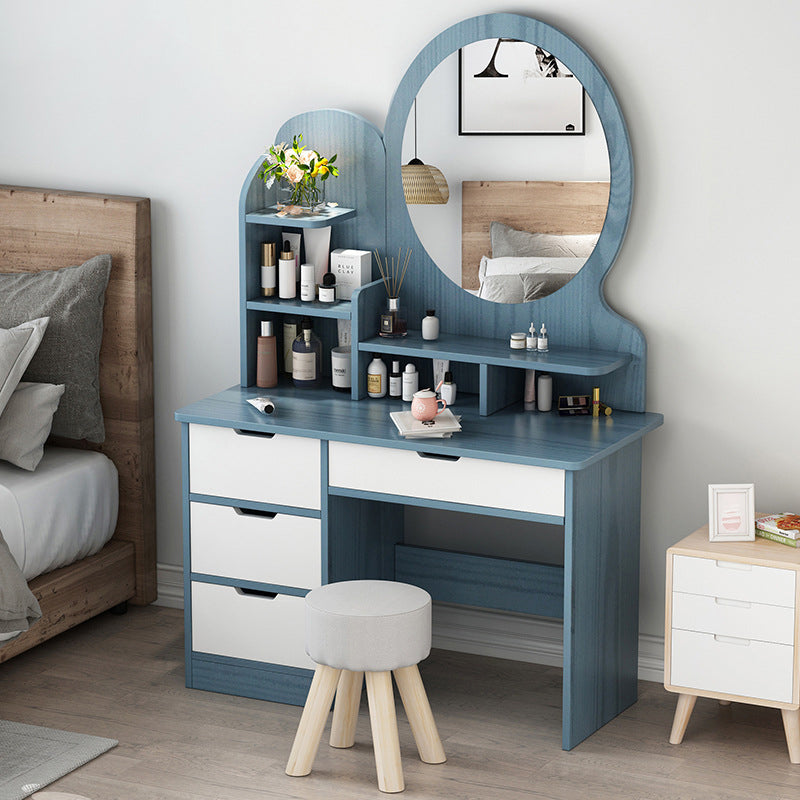 Vanity in legno con cassetti e mensole tavolo da trucco vanità con specchio