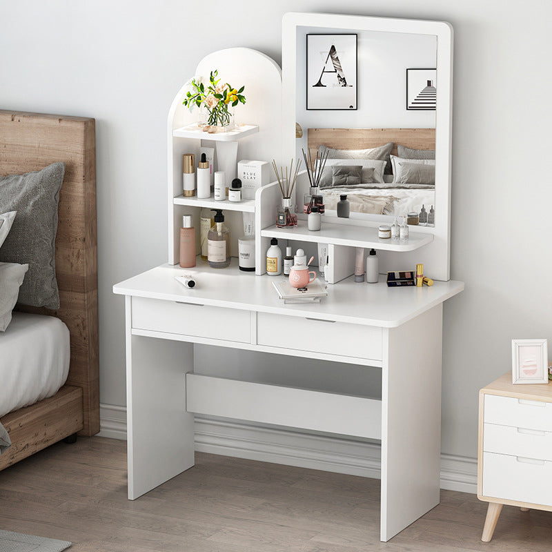 Vanity in legno con cassetti e mensole tavolo da trucco vanità con specchio