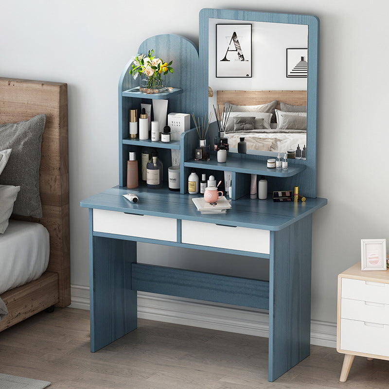 Vanity in legno con cassetti e mensole tavolo da trucco vanità con specchio
