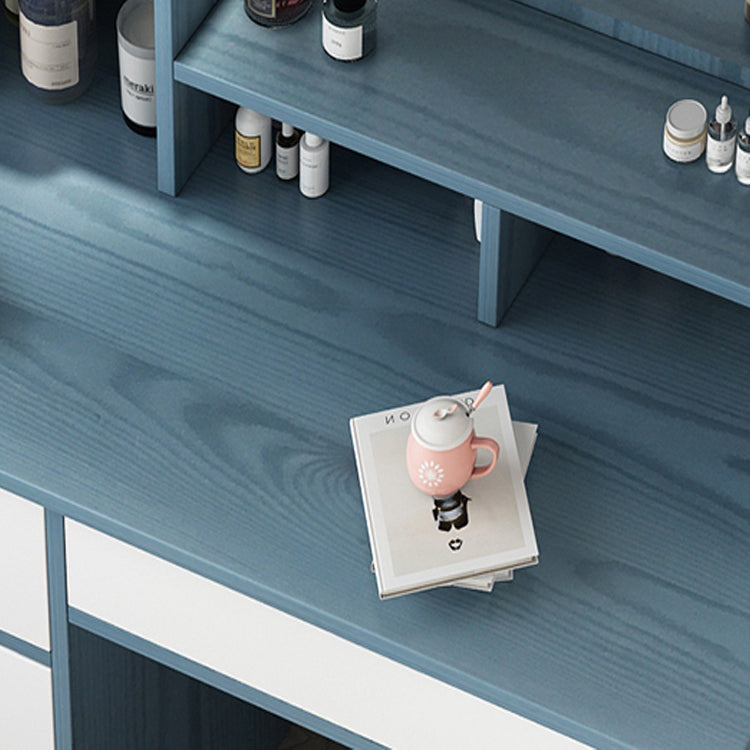 Vanity in legno con cassetti e mensole tavolo da trucco vanità con specchio