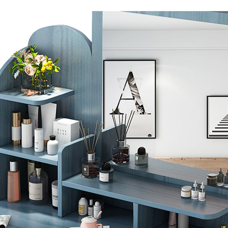 Vanity in legno con cassetti e mensole tavolo da trucco vanità con specchio