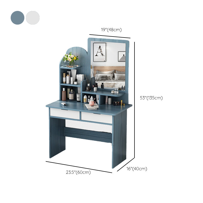 Vanity in legno con cassetti e mensole tavolo da trucco vanità con specchio