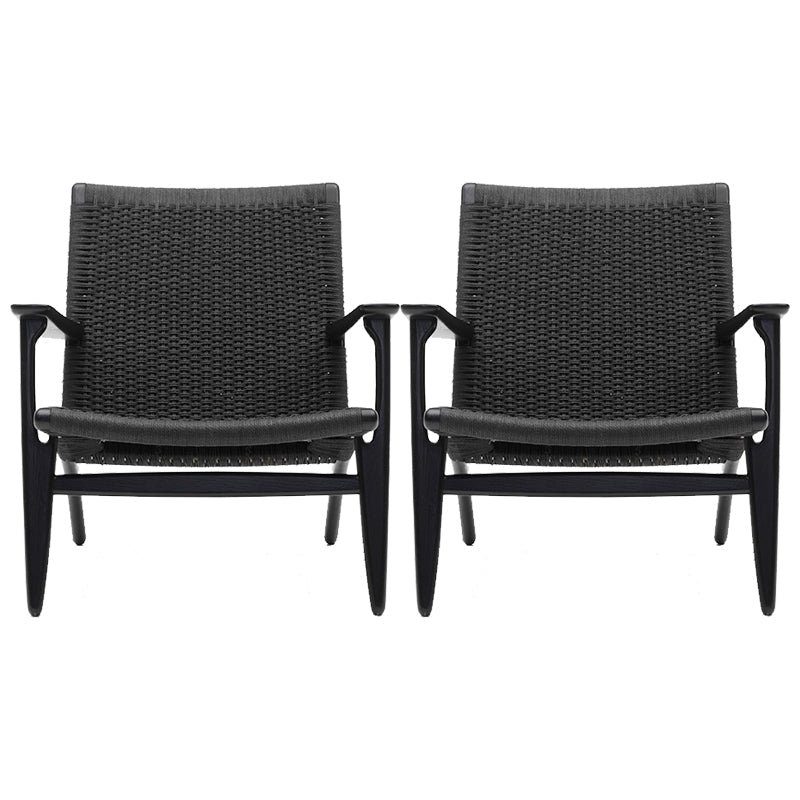 Arms Included Chair Solid Wood Frame Accent Arm Chair, 29.92" Wide Black Wicker Rattan 2 Piece Set Clearhalo 'Accent Chairs' 'accent_chairs' 'Chairs & Seating' 'furn' 'furn_accent_chairs' 'Furniture' 'Living Room Furniture' 6253081