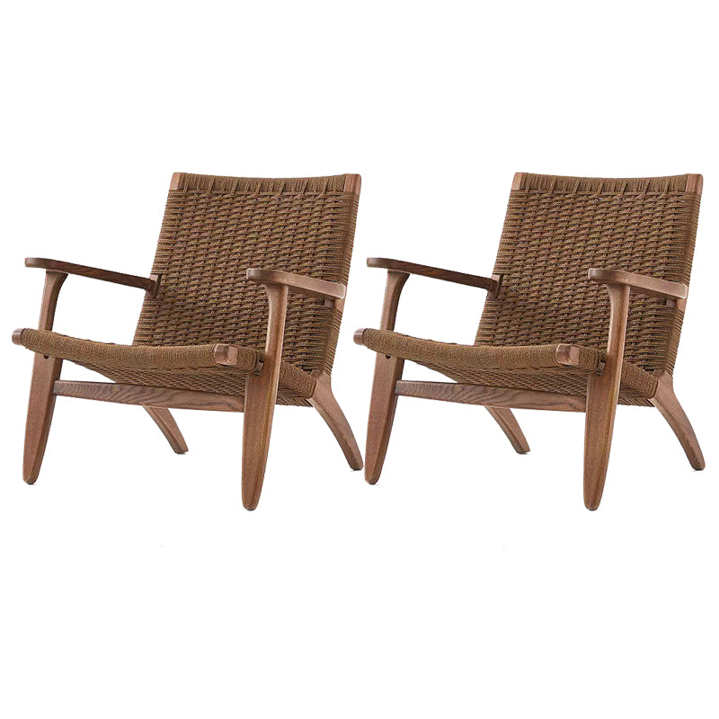 Arms Included Chair Solid Wood Frame Accent Arm Chair, 29.92" Wide Walnut Wicker Rattan 2 Piece Set Clearhalo 'Accent Chairs' 'accent_chairs' 'Chairs & Seating' 'furn' 'furn_accent_chairs' 'Furniture' 'Living Room Furniture' 6253084
