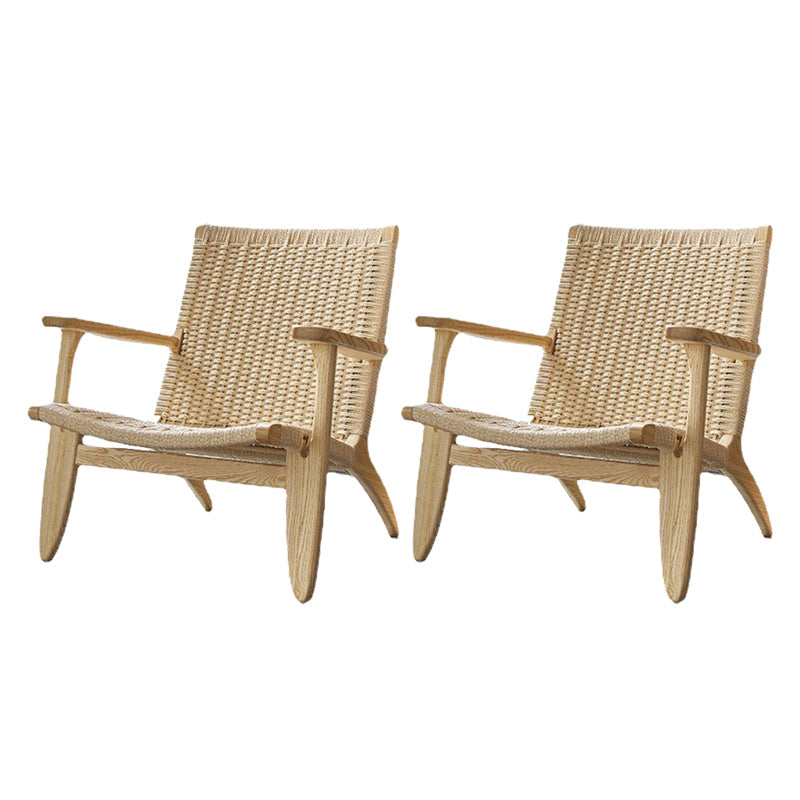 Arms Included Chair Solid Wood Frame Accent Arm Chair, 29.92" Wide Natural Wood White Wicker Rattan 2 Piece Set Clearhalo 'Accent Chairs' 'accent_chairs' 'Chairs & Seating' 'furn' 'furn_accent_chairs' 'Furniture' 'Living Room Furniture' 6253086