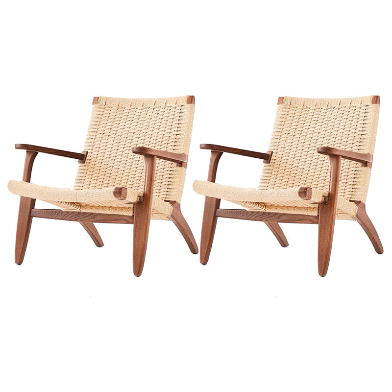 Arms Included Chair Solid Wood Frame Accent Arm Chair, 29.92" Wide Walnut White Wicker Rattan 2 Piece Set Clearhalo 'Accent Chairs' 'accent_chairs' 'Chairs & Seating' 'furn' 'furn_accent_chairs' 'Furniture' 'Living Room Furniture' 6253088