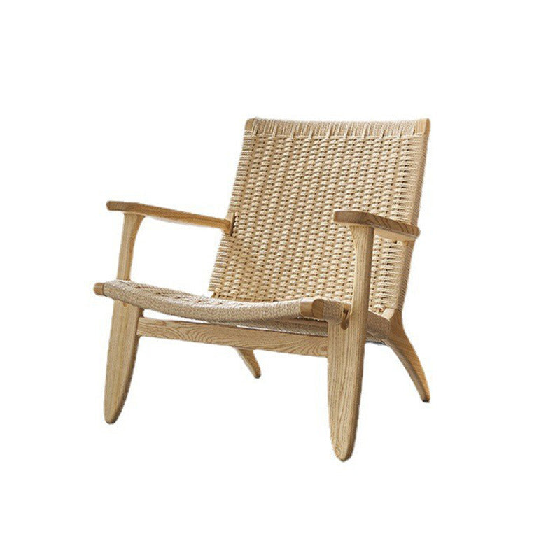 Arms Included Chair Solid Wood Frame Accent Arm Chair, 29.92" Wide Natural Wood White Wicker Rattan 1 Piece Clearhalo 'Accent Chairs' 'accent_chairs' 'Chairs & Seating' 'furn' 'furn_accent_chairs' 'Furniture' 'Living Room Furniture' 6253093