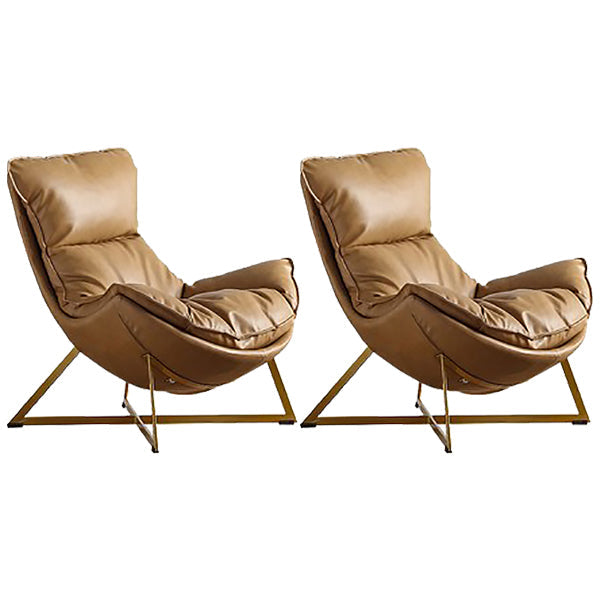 Faux Leather Accent Chair Armless Chair for Living Room, 29.52" Wide Brown Faux Leather 2 Piece Set Clearhalo 'Accent Chairs' 'accent_chairs' 'Chairs & Seating' 'furn' 'furn_accent_chairs' 'Furniture' 'Living Room Furniture' 6253113