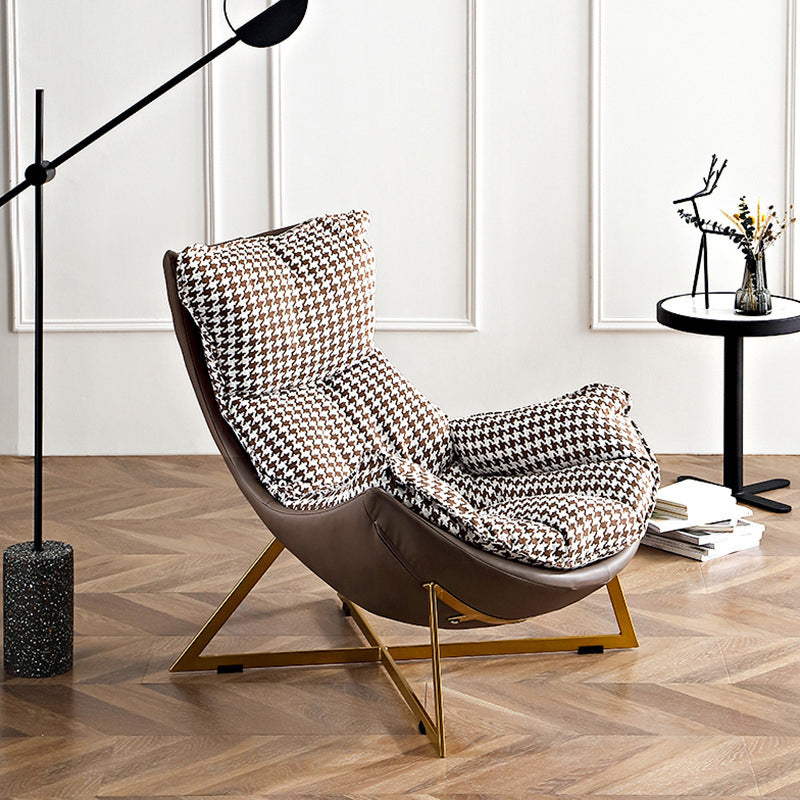 Faux Leather Accent Chair Armless Chair for Living Room, 29.52" Wide Houndstooth pattern Linen 1 Piece Clearhalo 'Accent Chairs' 'accent_chairs' 'Chairs & Seating' 'furn' 'furn_accent_chairs' 'Furniture' 'Living Room Furniture' 6253114