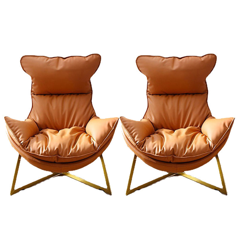 Faux Leather Accent Chair Armless Chair for Living Room, 29.52" Wide Orange Faux Leather 2 Piece Set Clearhalo 'Accent Chairs' 'accent_chairs' 'Chairs & Seating' 'furn' 'furn_accent_chairs' 'Furniture' 'Living Room Furniture' 6253117