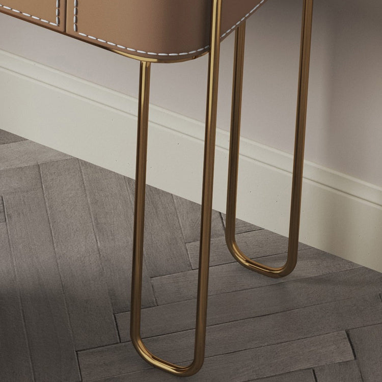 Tavolo da toeletta per trucco a specchio lussuoso sgabello in pietra set in marrone