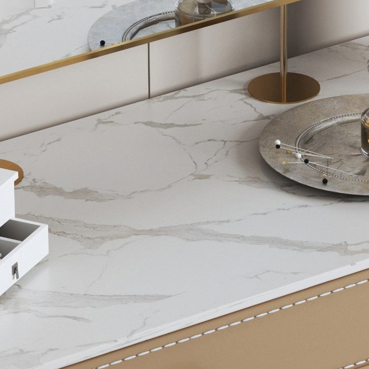 Tavolo da toeletta per trucco a specchio lussuoso sgabello in pietra set in marrone