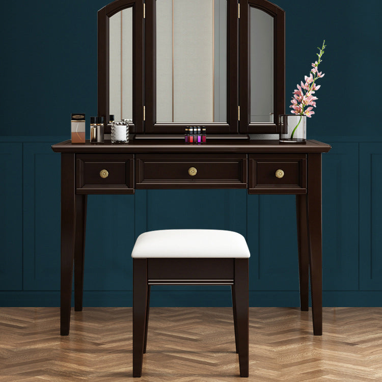 Traditional 3-piece Mirrored Vanity Set 3 Storage Drawers Dresser Clearhalo 'Bedroom Furniture' 'furn' 'furn_makeup_vanities' 'Furniture' 'Makeup Vanities' 'makeup_vanities' 6253169