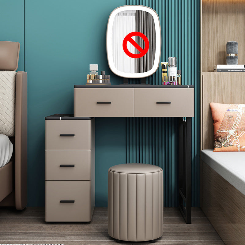 Tavolo da vanità a specchio e set di sgabelli da 25,59 "Scantina di vanità in pietra larga