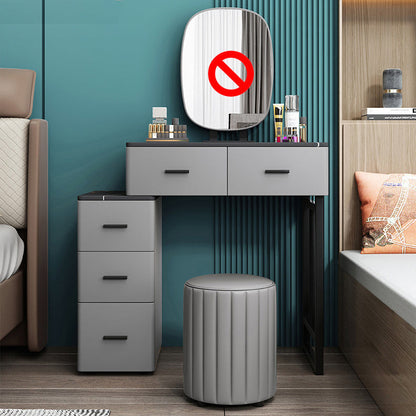 Tavolo da vanità a specchio e set di sgabelli da 25,59 "Scantina di vanità in pietra larga