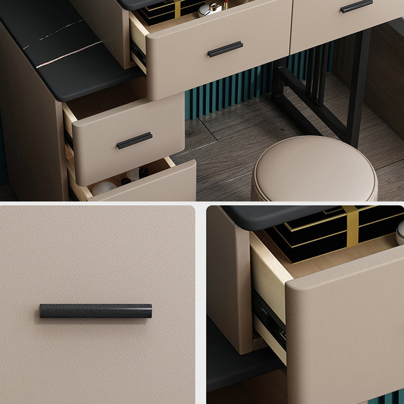 Tavolo da vanità a specchio e set di sgabelli da 25,59 "Scantina di vanità in pietra larga