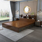 Brown Finish Standard Bed with Headboard Panel Bed Lift Up Storage