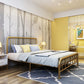 Metal Open-Frame Bed Solid Color Spindle Slat Bed With Custom Gold Legs
