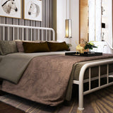 Metal Open-Frame Bed Solid Color Spindle Slat Bed With Custom Gold Legs