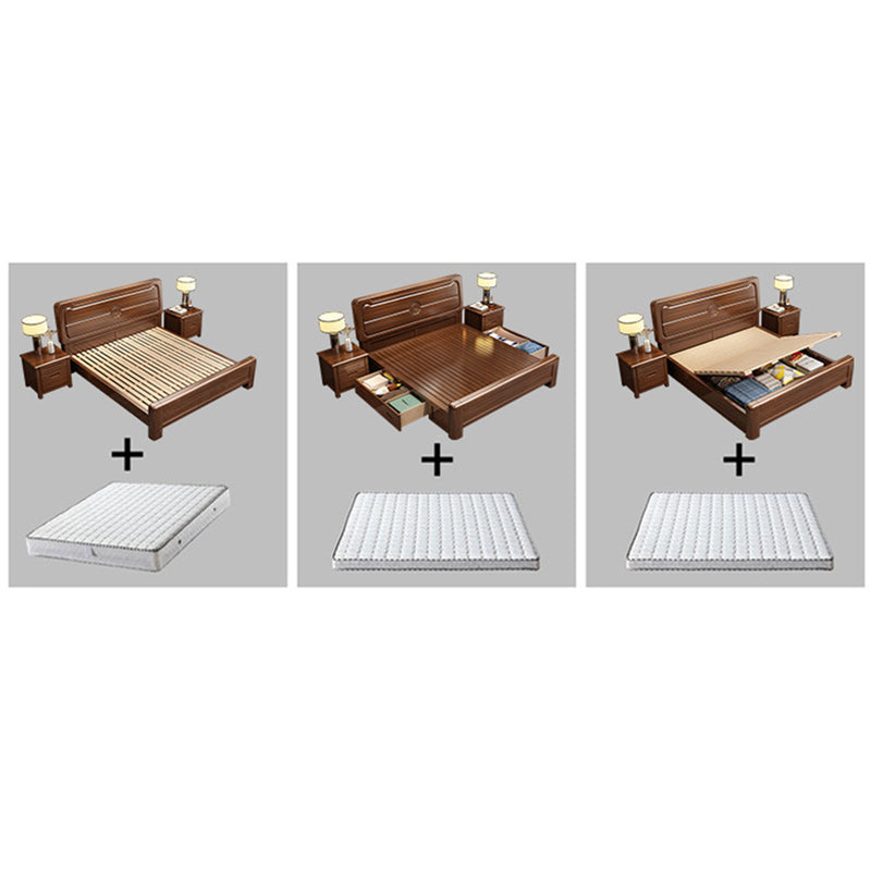 Lit de panneau moderne du milieu du siècle lit standard en bois massif avec tête de lit