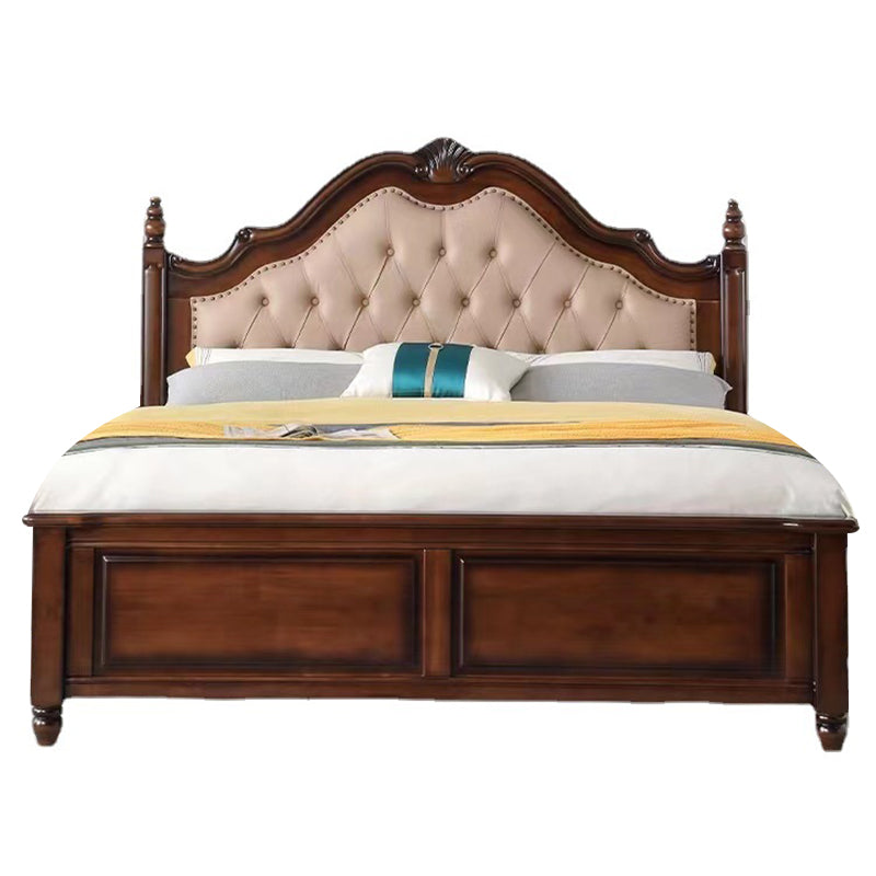 Panel Solid Color Bed Frame Solid Wood Bed Frame with Headboard