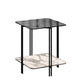 Modernistic Glass Top Square End Table 23.7" Tall Side Table with Shelf Grey Black 1 Clearhalo 'Coffee & Accent Tables' 'End & Side Tables' 'end_side_tables' 'furn' 'furn_end_side_tables' 'Furniture' 'Living Room Furniture' 6253499