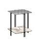 Modernistic Glass Top Square End Table 23.7" Tall Side Table with Shelf Grey Clear 1 Clearhalo 'Coffee & Accent Tables' 'End & Side Tables' 'end_side_tables' 'furn' 'furn_end_side_tables' 'Furniture' 'Living Room Furniture' 6253506