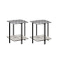Modernistic Glass Top Square End Table 23.7" Tall Side Table with Shelf White-Gray Clear 2 Clearhalo 'Coffee & Accent Tables' 'End & Side Tables' 'end_side_tables' 'furn' 'furn_end_side_tables' 'Furniture' 'Living Room Furniture' 6253510