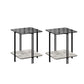 Modernistic Glass Top Square End Table 23.7" Tall Side Table with Shelf White-Gray Black 2 Clearhalo 'Coffee & Accent Tables' 'End & Side Tables' 'end_side_tables' 'furn' 'furn_end_side_tables' 'Furniture' 'Living Room Furniture' 6253512