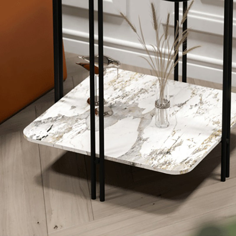 Modernistic Glass Top Square End Table 23.7" Tall Side Table with Shelf Clearhalo 'Coffee & Accent Tables' 'End & Side Tables' 'end_side_tables' 'furn' 'furn_end_side_tables' 'Furniture' 'Living Room Furniture' 6253513