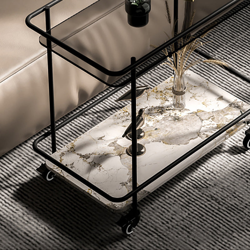 23.6 "Alta Tapa de tobogán contemporáneo Top de vidrio Top Table rectangular