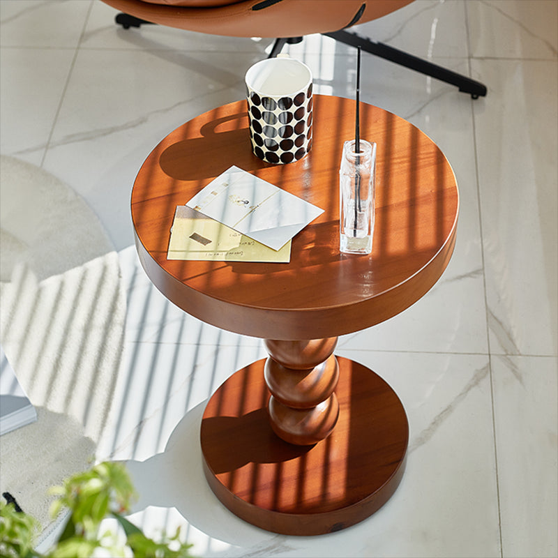 Mesa de altura contemporánea pedestal de madera maciza mesa de estar redonda de la sala de estar
