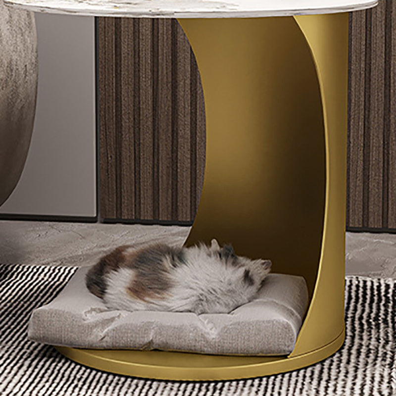 Contemporary Round Double Tier End Table Slate Top Side End Table Clearhalo 'Coffee & Accent Tables' 'End & Side Tables' 'end_side_tables' 'furn' 'furn_end_side_tables' 'Furniture' 'Living Room Furniture' 6253630