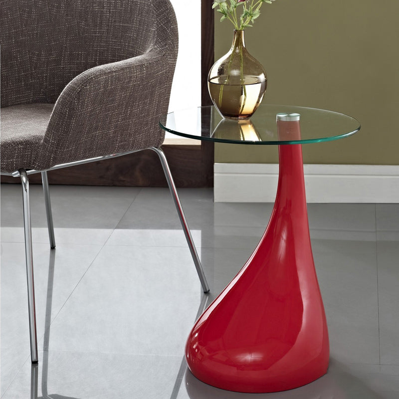 Contemporary End Table Glass Round Plastic Pedestal Living Room Side Table Clearhalo 'Coffee & Accent Tables' 'End & Side Tables' 'end_side_tables' 'furn' 'furn_end_side_tables' 'Furniture' 'Living Room Furniture' 6253657