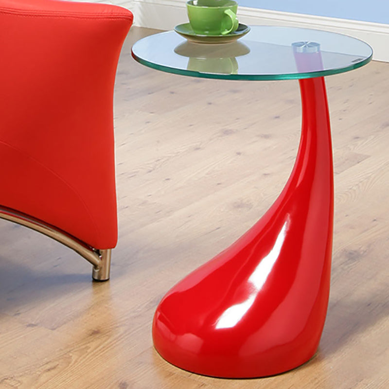 Contemporary End Table Glass Round Plastic Pedestal Living Room Side Table Clearhalo 'Coffee & Accent Tables' 'End & Side Tables' 'end_side_tables' 'furn' 'furn_end_side_tables' 'Furniture' 'Living Room Furniture' 6253669