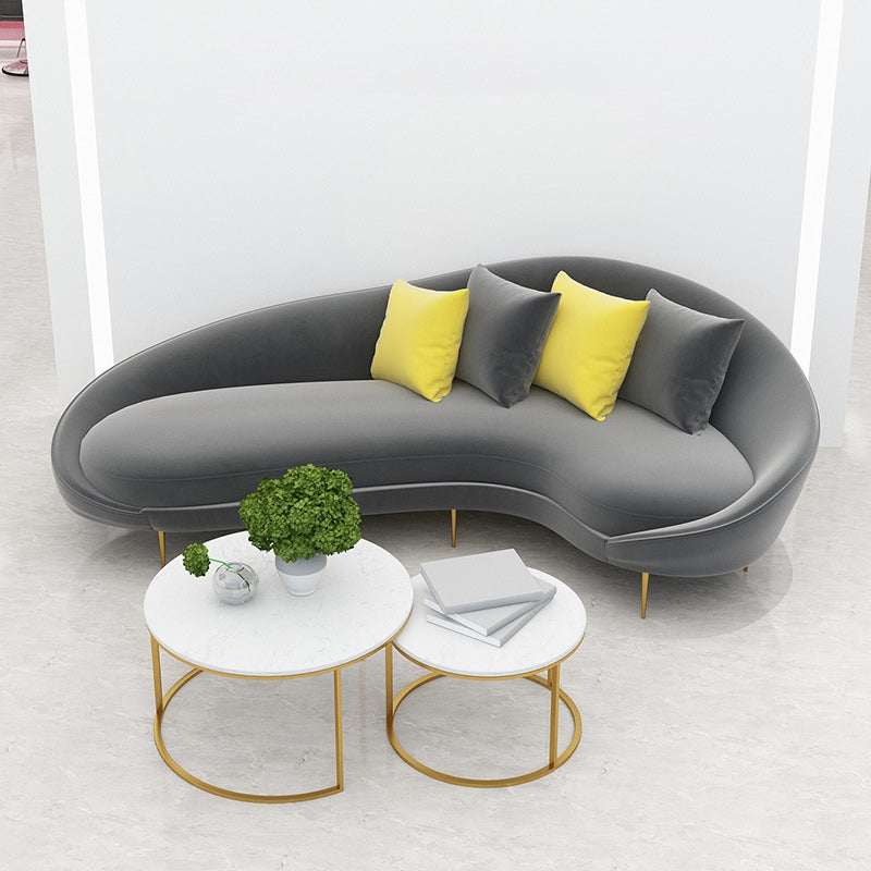 Contemporary Velvet Sloped Arms Sofa with Tight Back for Livingroom Clearhalo 'furn' 'furn_sofas' 'Furniture' 'Living Room Furniture' 'Sofa' 'sofas' 6253672