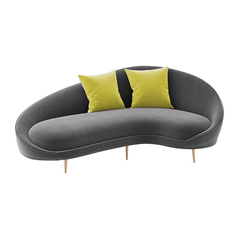 Contemporary Velvet Sloped Arms Sofa with Tight Back for Livingroom 67"L x 38"W x 33.5"H Grey Clearhalo 'furn' 'furn_sofas' 'Furniture' 'Living Room Furniture' 'Sofa' 'sofas' 6253675